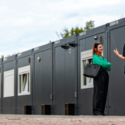 container, talking people